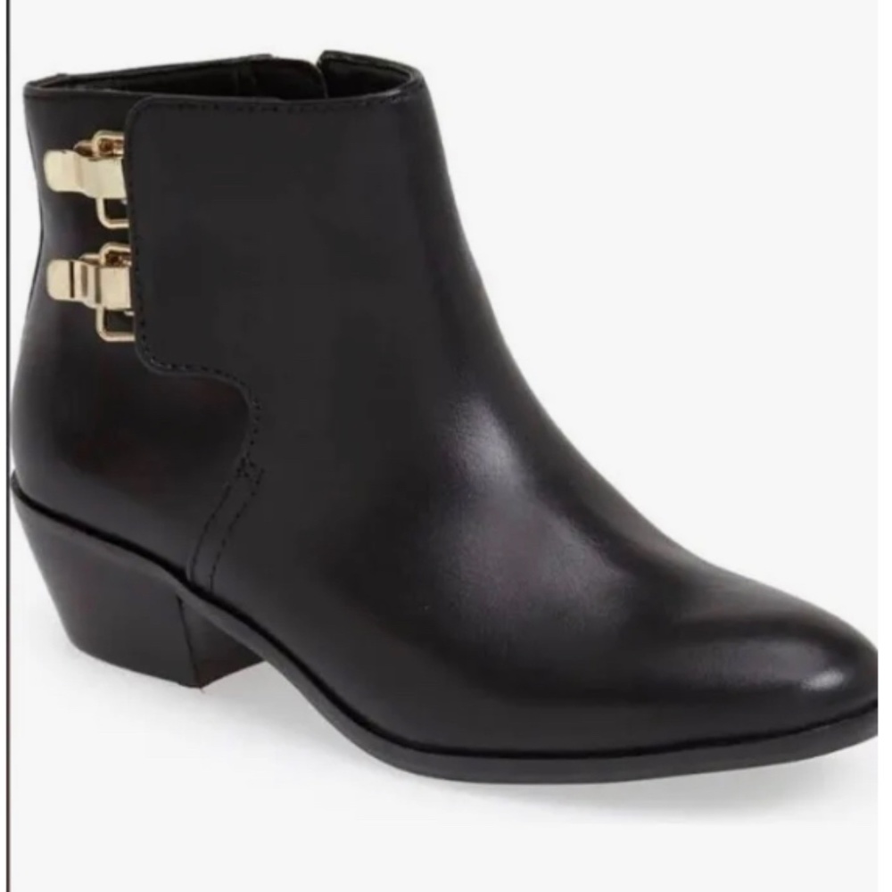 Sam Edelman Peter Black Leather Ankle Booties Size 6
